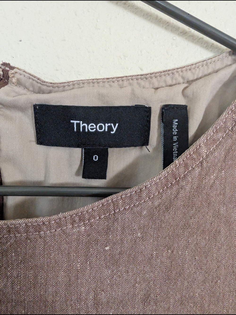 Theory Sleeveless Taupe Shift Dress with Front Pockets Size 0